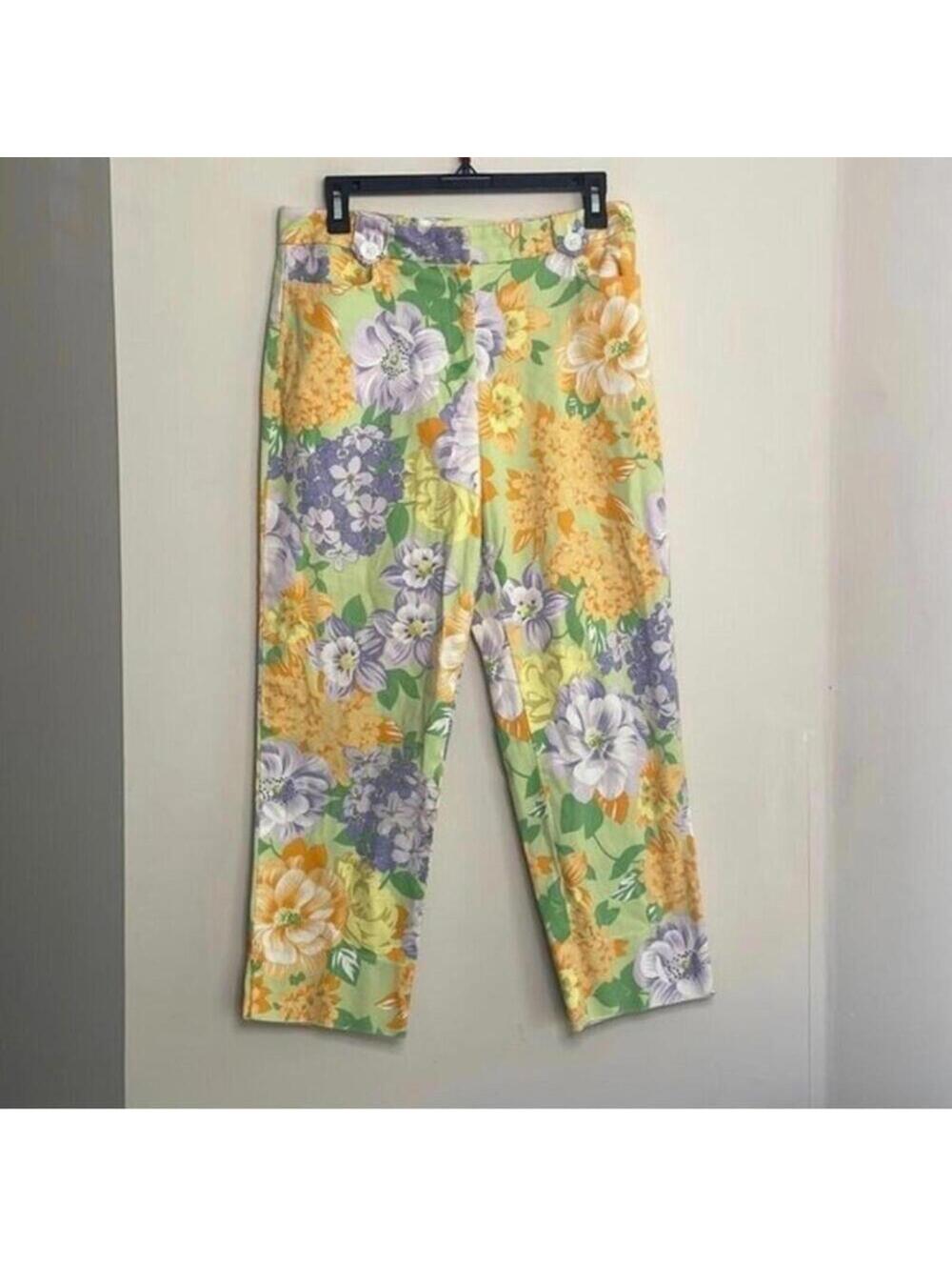 Real Clothes Multicolored Floral Chino Pants Pockets Italian Fabric Spring